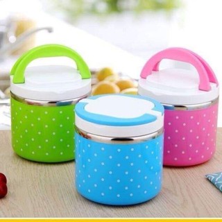 Cà mên đưng thức ăn giữ nhiệt chấm bi 1 tầng, 2 tầng, 3 tầng đa năng cao cấp đường kính 12cm - Hộp đựng cơm giữ nhiệt