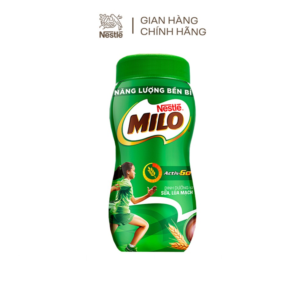 [Tặng 1 bình nước Milo 700ml] Combo 2 hũ thức uống lúa mạch Nestlé Milo nguyên chất 400g/hũ (hũ nhựa)