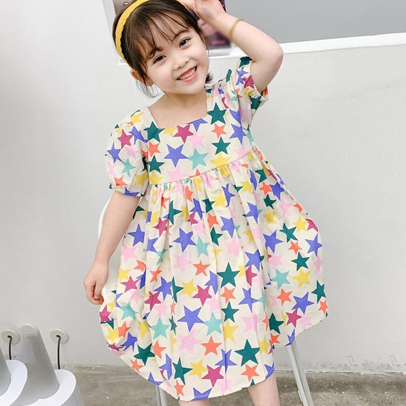 Váy ngôi sao trẻ em Phong cách mùa hè Puff Sleeve Dress Công chúa Váy trẻ em