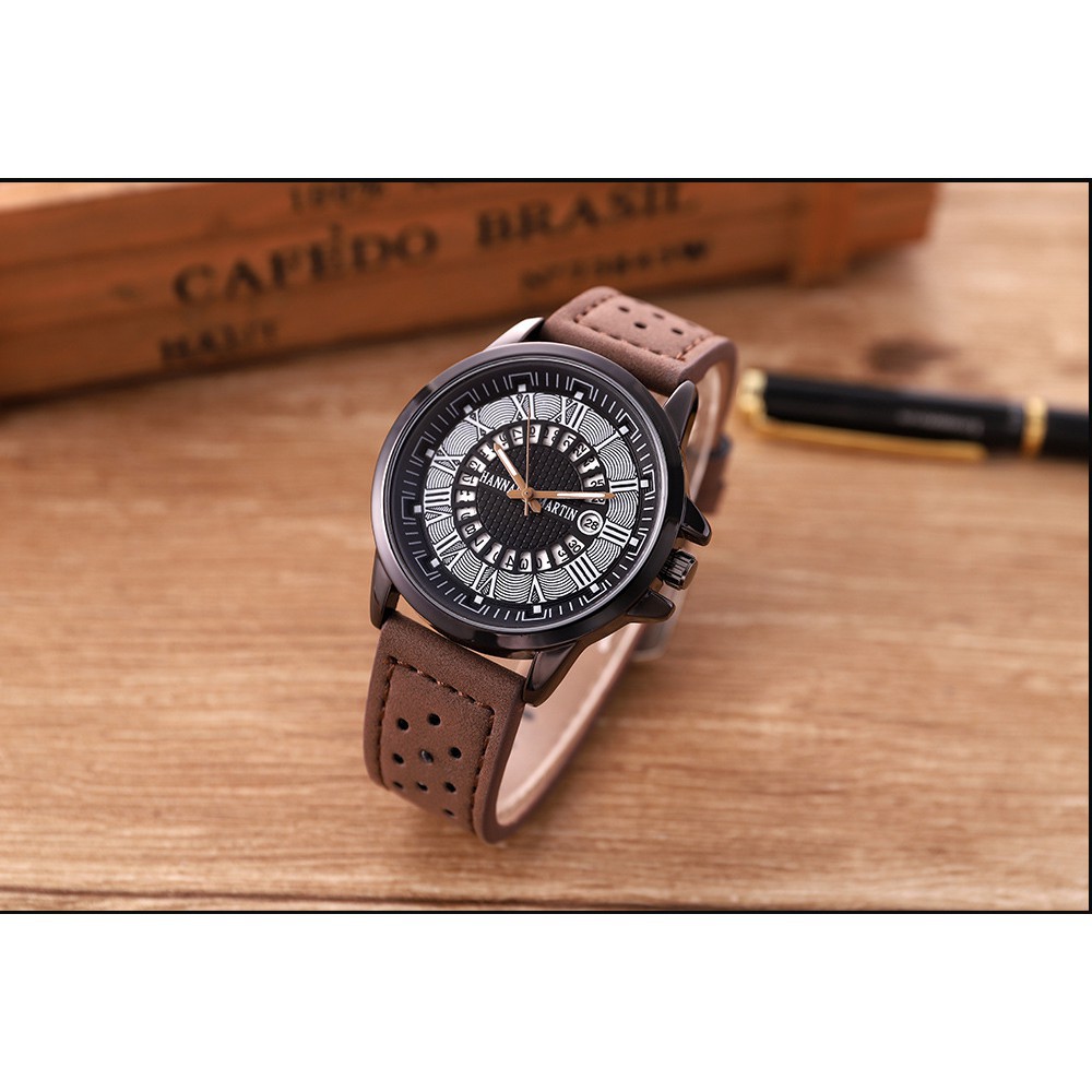 Mens Watches Sport Leather Men Waterproof Wristwatch