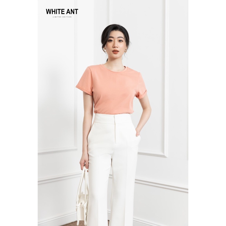 Áo Phông Nữ Cao Cấp Gấp Ống Tay WHITE ANT Vật Liệu Nhập Khẩu Cotton Cao Cấp 211511025