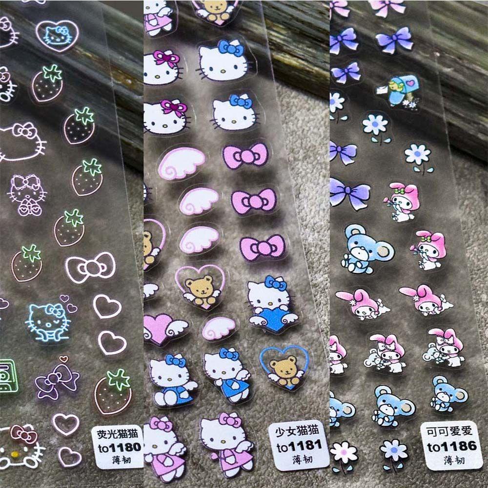 Miếng Dán Trang Trí Móng Tay Hình Mèo Melody 3D Thời Trang