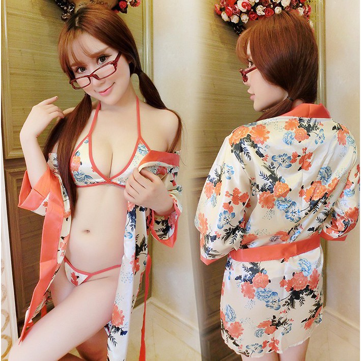 Set Áo Choàng + Bikini Cam Hoa MS1315