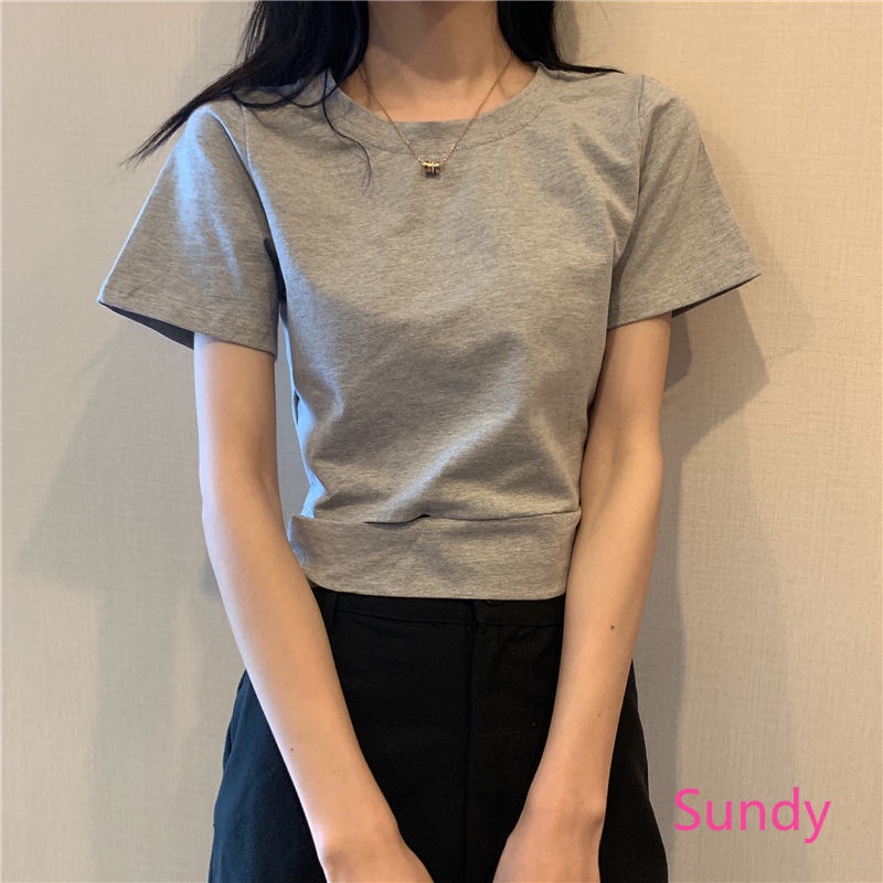 Áo Thun Cổ Tròn Xẻ Tà Màu Trơn Plus Size Cho Nữ