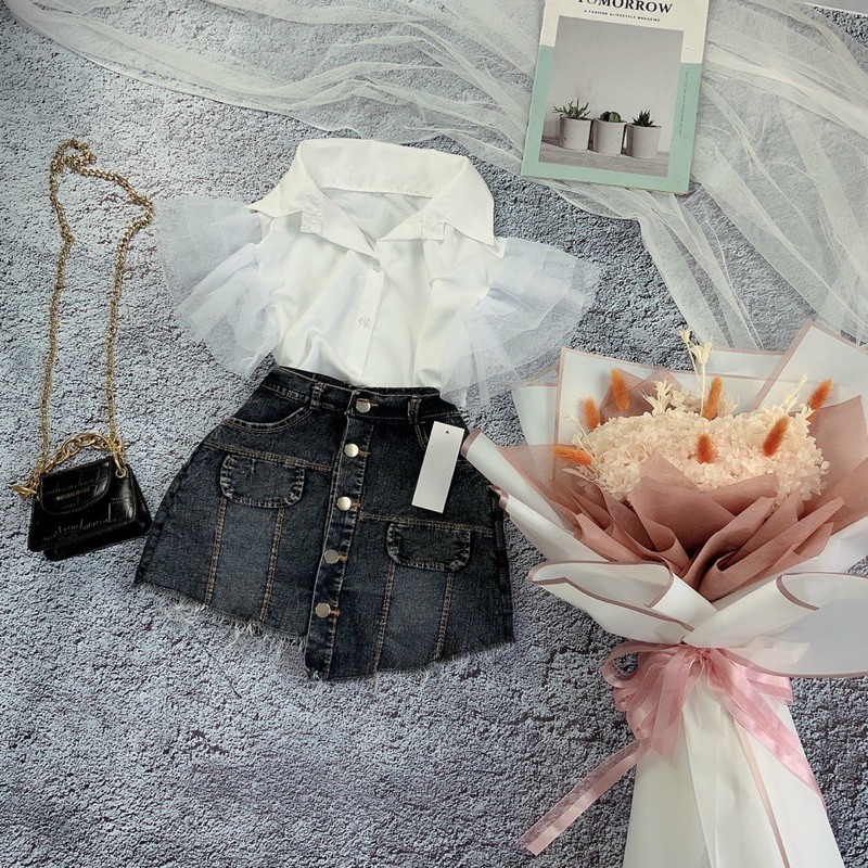 [Mã 151FASHIONSALE1 giảm 10K đơn 50K] Áo sơ mi phối lưới