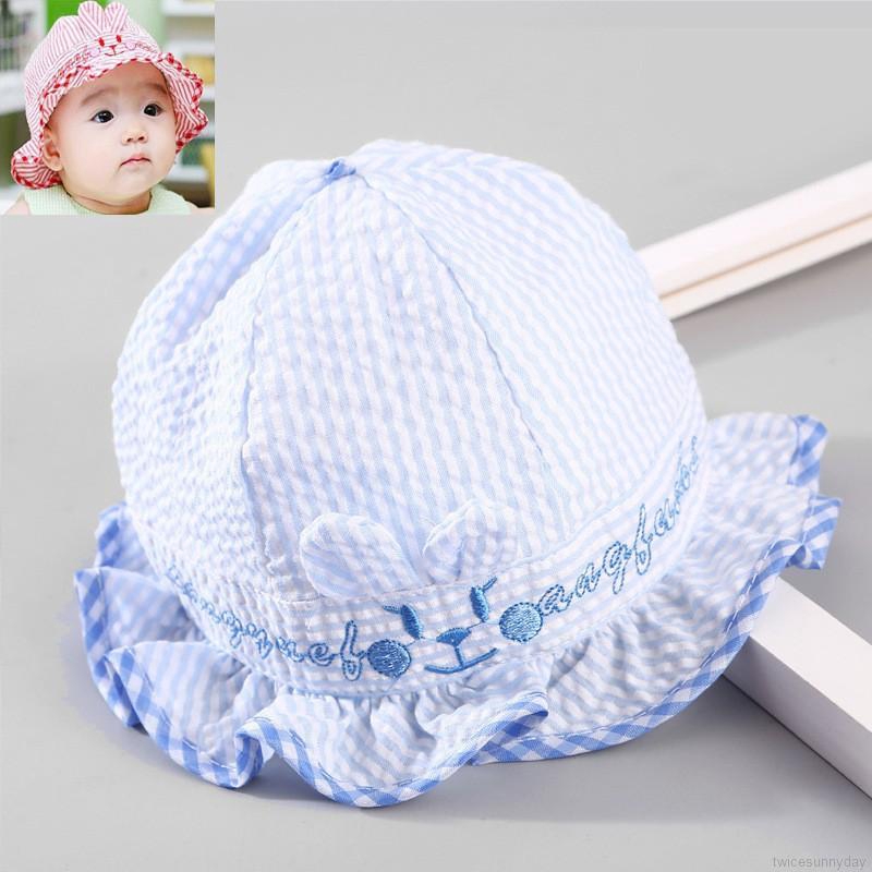 Mũ bucket họa tiết kẻ sọc thời trang cho bé