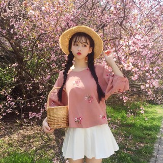 [ sẵn trắng] Áo tay bồng ulzzang