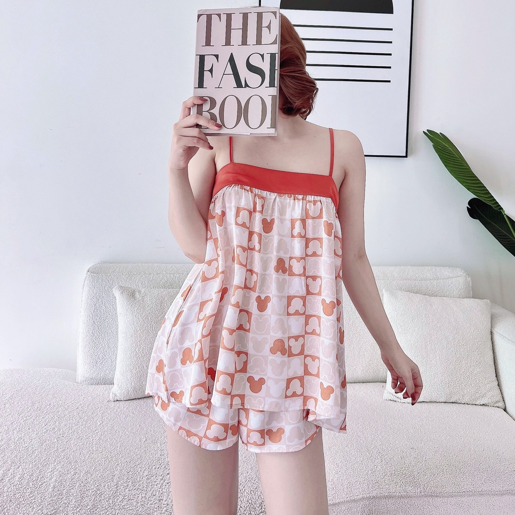 Đồ Mặc Nhà Nữ SOJUN Bộ Đùi Lụa Xước Tô Châu Viền Size 40-75Kg