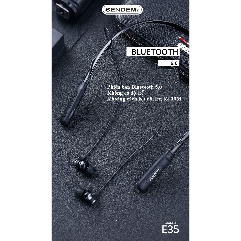 [CHÍNH HÃNG] Tai Nghe Bluetooth quàng cổ Sendem E35  Kiểu Dáng Thể Thao - Pin cực trâu 15 TIẾNG - Bảo hành 1 năm | BigBuy360 - bigbuy360.vn