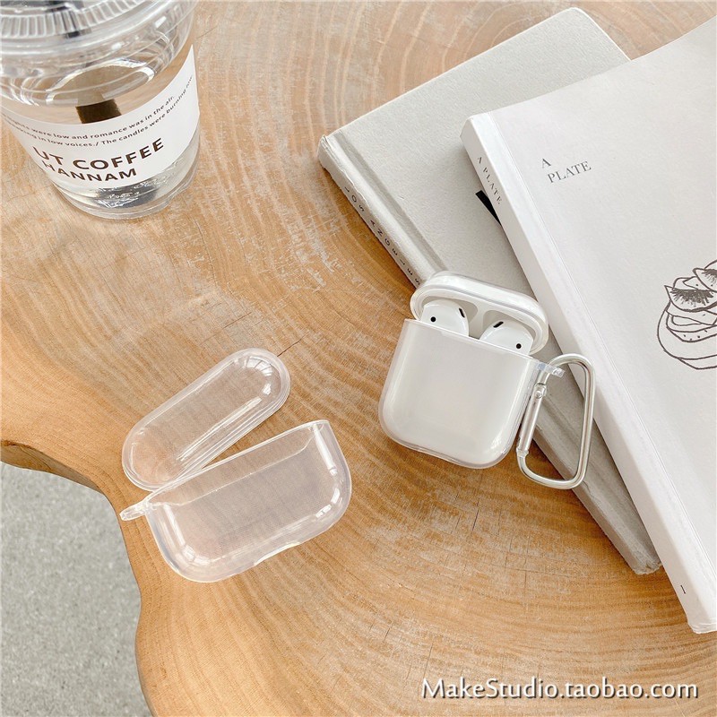 Case Airpod 1/2/Pro/Ap3 trong suốt cao cấp kèm móc sắt