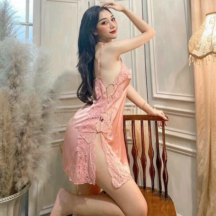 Váy ngủ sexy ❣️FREE SHIP❣️ Đầm ngủ sexy cột dây 1 Vải Satin <60kg | BigBuy360 - bigbuy360.vn