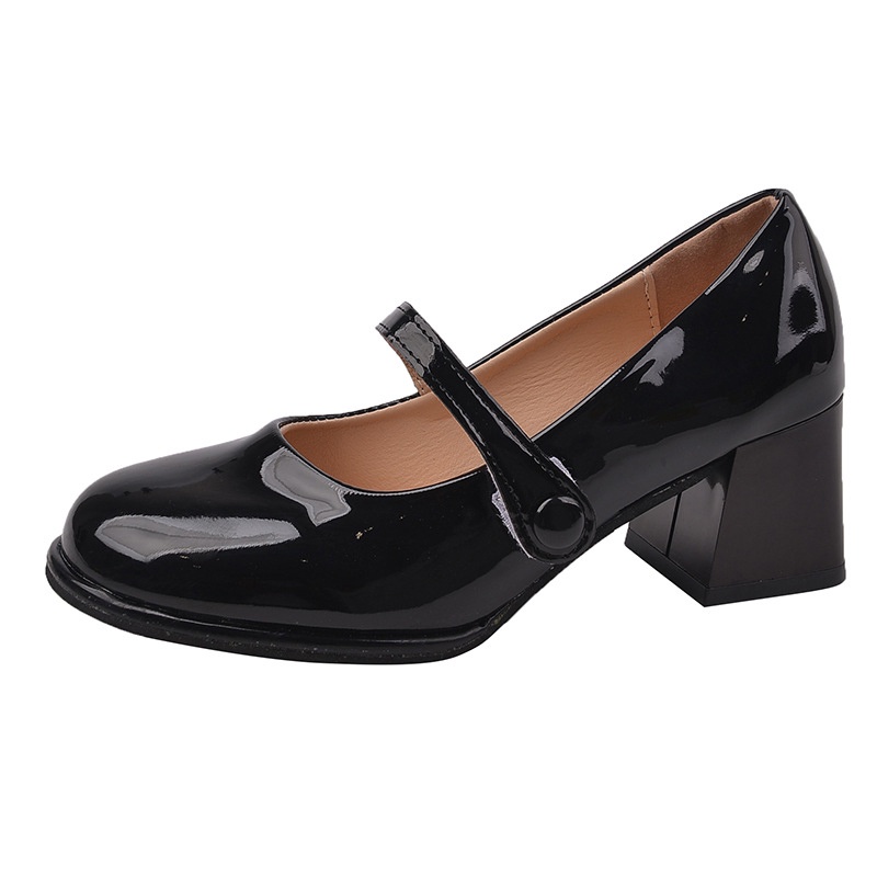 IELGY Giày Cao Gót Bằng Da Phong Cách Retro Pháp Thanh Lịch Dành Cho Nữ