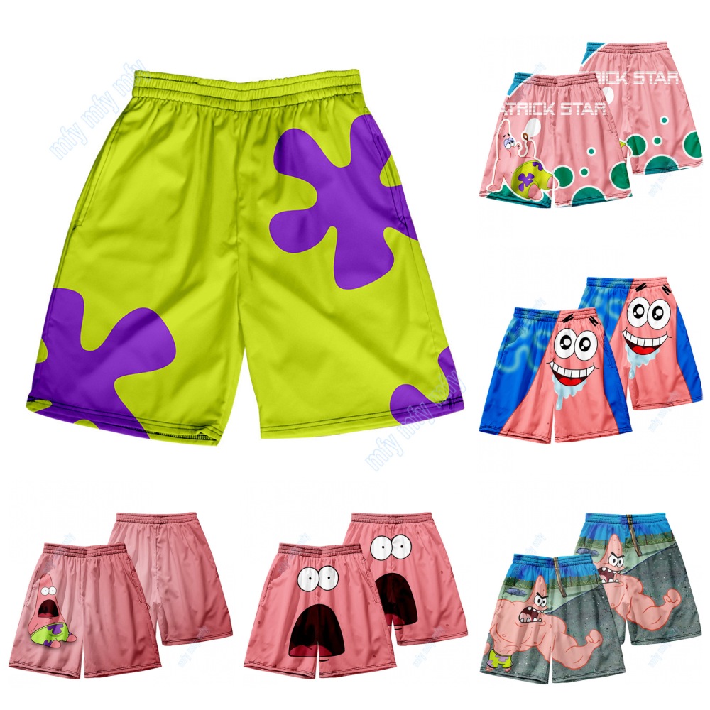 Quần Short Nam Đi Biển In Hình SpongeBob Patrick Star