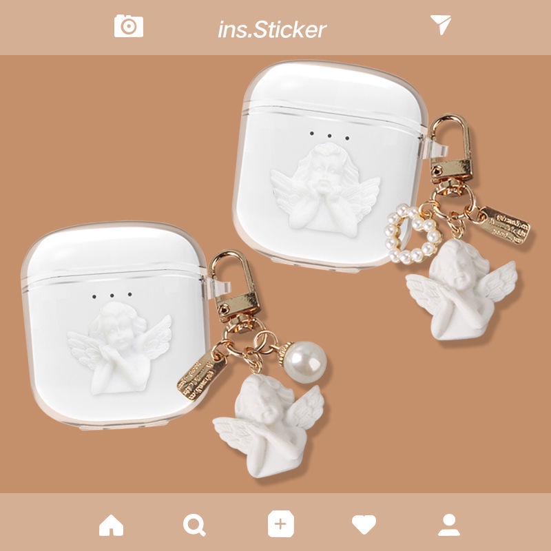 Vỏ Bảo Vệ Hộp Sạc Tai Nghe Havit I97 Mềm Đính Nơ Và Ngọc Trai