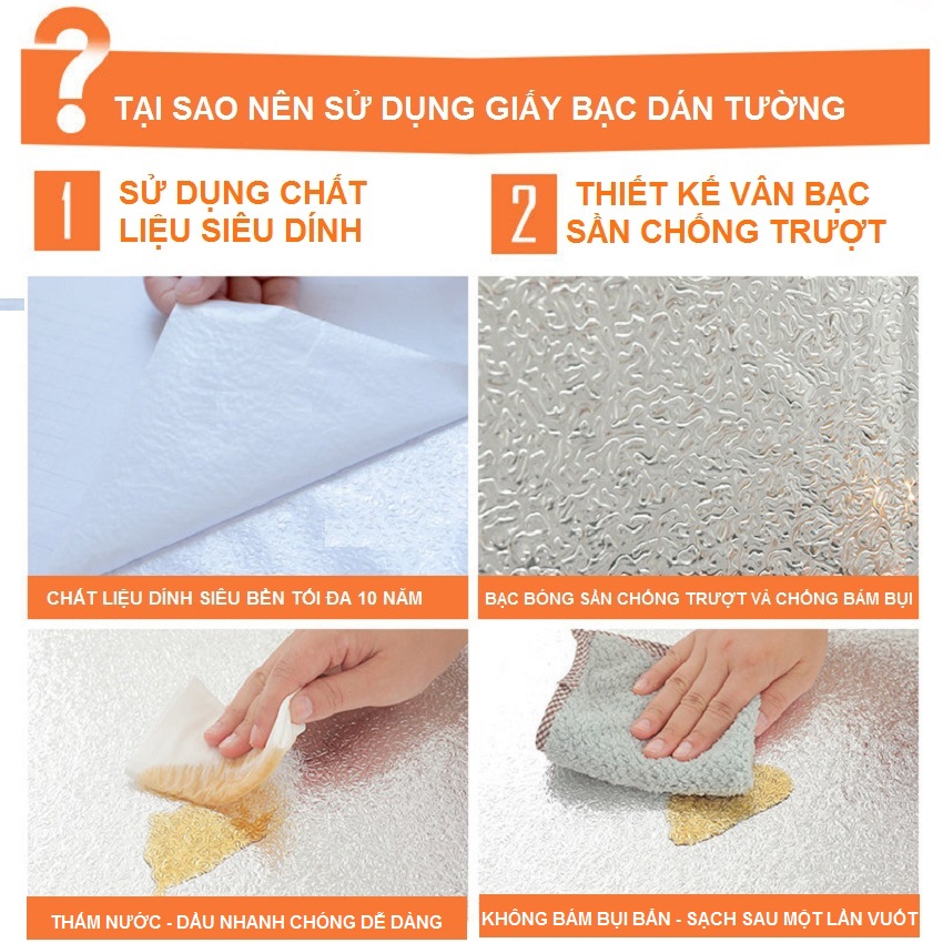 MIẾNG DÁN PHỦ BẠC CHỐNG DẦU MỠ NHÀ BẾP