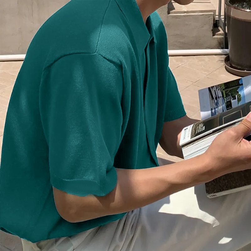 Áo Sơ Mi Ngắn Tay Màu Sắc Đơn Giản Cho Nam