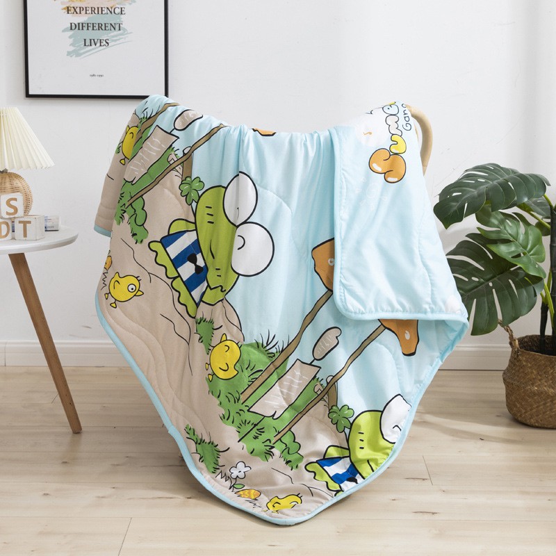 (CHỌN MẪU) Mền Chăn Đũi Hè Thu Cho Bé; Chăn Đũi Cotton 2 Mặt Trần Bông Hoạt Hình 110x150cm Mềm Mịn Cao Cấp Cho Bé