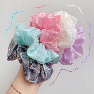 Chun chột tóc Scrunchies nhũ bóng