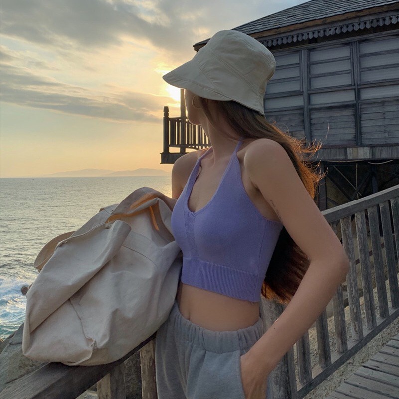 Áo Croptop Hai Dây Buộc Cổ Nơ - Áo Croptop Nữ Sexy