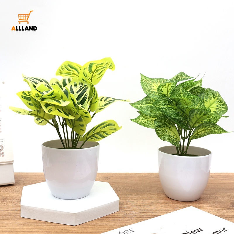 Chậu cây giả bằng nhựa mini trang trí bàn làm việc