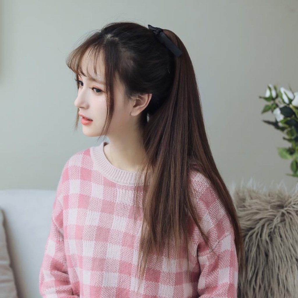 [ Tóc tơ cao cấp ] Tóc giả cột thẳng tơ cao cấp- loại dài 60cm