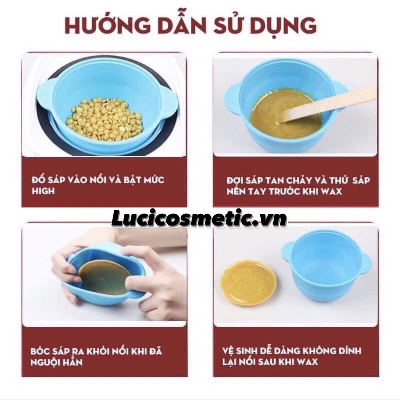 Combo triệt lông sáp wax nóng wax lông, chén silicon, mỡ trăn N'store triệt lông vĩnh viễn vùng nách, bikini, tay chân