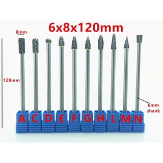 Mũi mài hợp kim vonfram chân 6x8x120mm Đường Kính 6mm