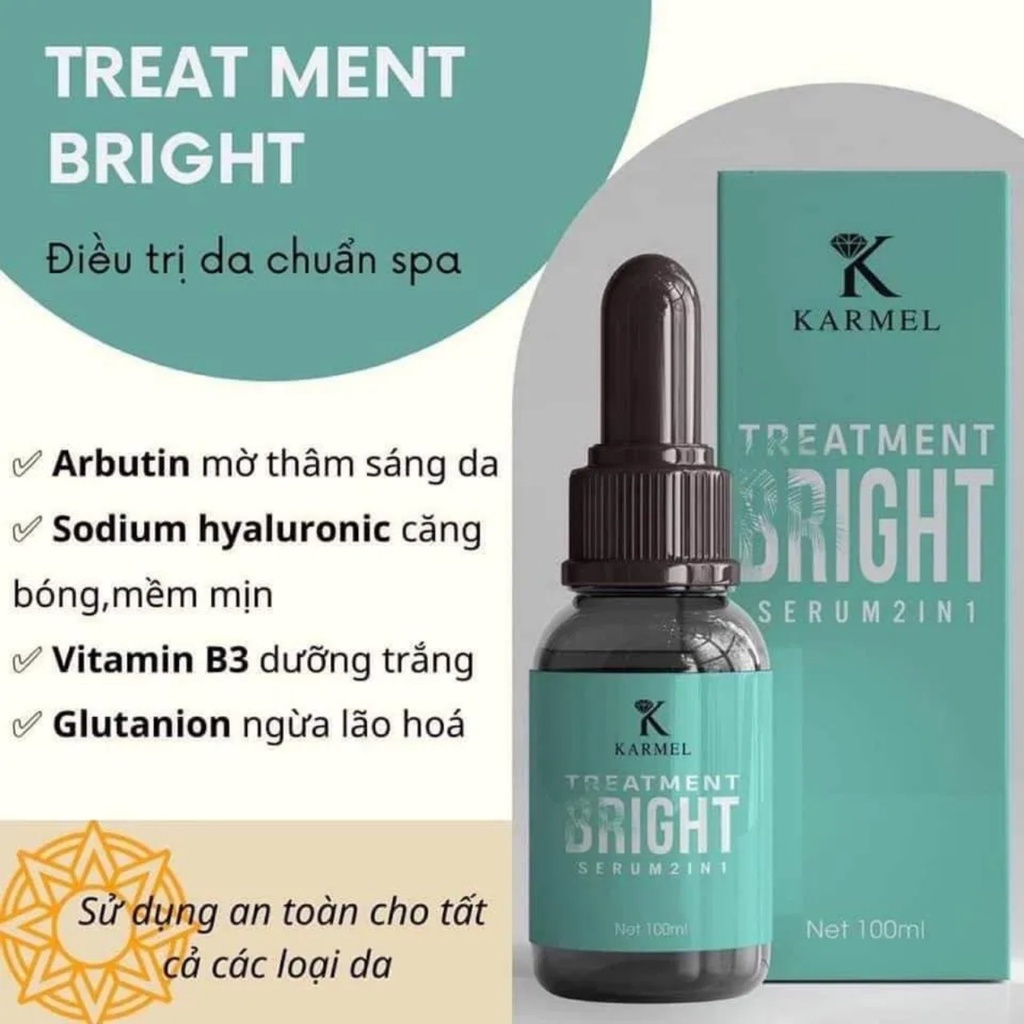 Serum trắng da căng bóng da, mờ thâm nám dưỡng da, cấp nước cho da, 10ml, 50ml -  Treatment Bright 2in1 Kamel (Karmel)