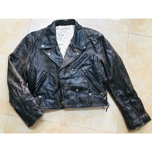 Áo da biker bò mài