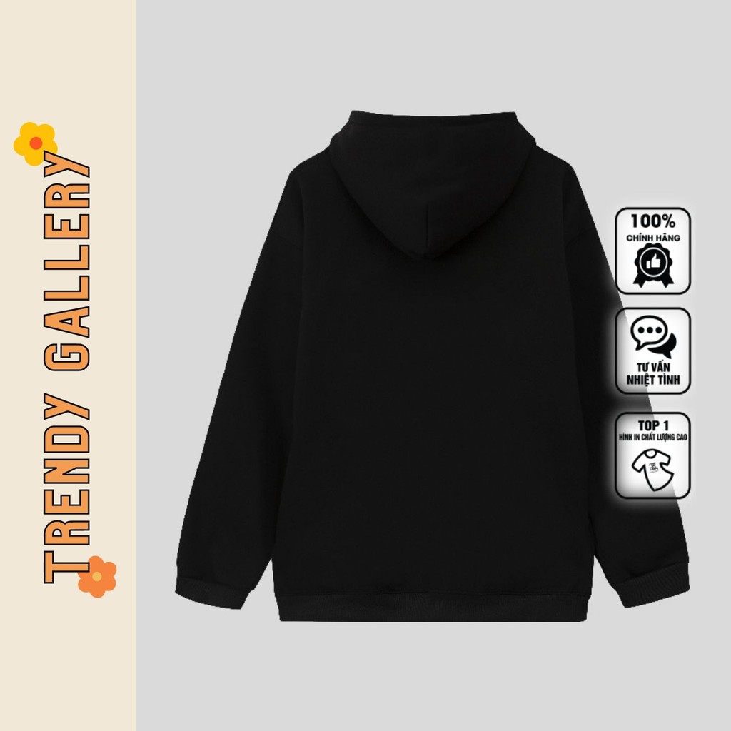 Áo Hoodie Nam Trắng Đen In Chữ &quot;Squirrel&quot; Trendy Gallery, Áo Hoodie Nỉ Form Rộng Basic TV5015