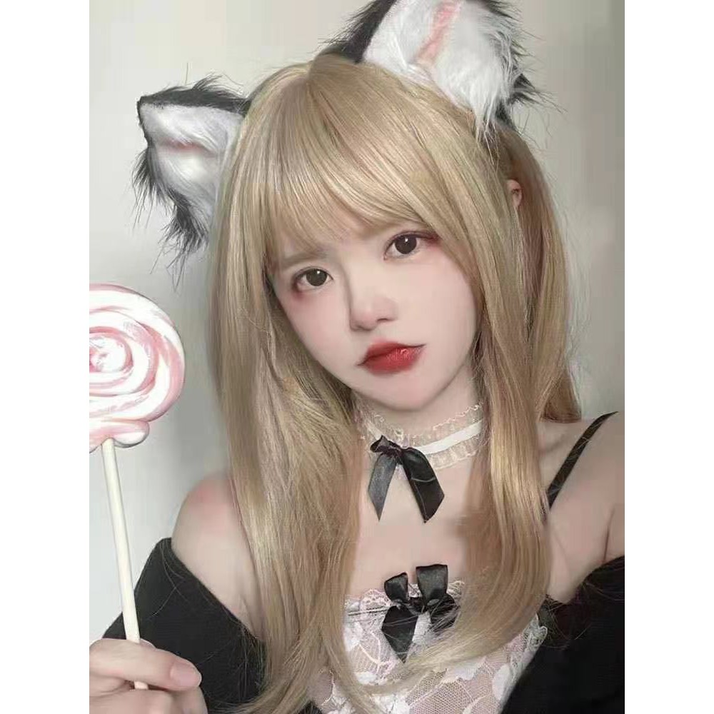 Bộ tóc giả thẳng dài màu vàng sáng phong cách lolita