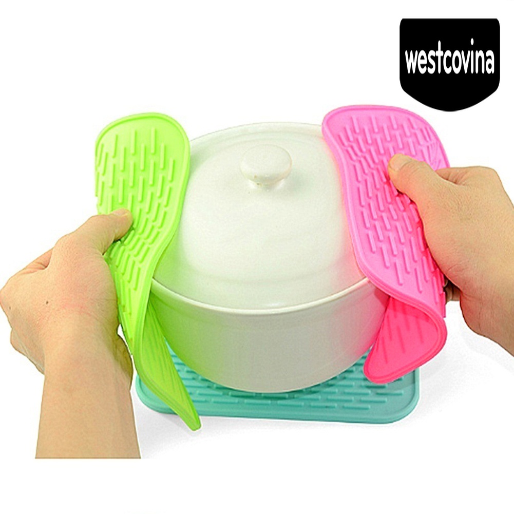 [Hot]☀ Tấm Lót Nồi Bằng Silicon Cách Nhiệt Chống Trượt Hình Vuông Màu Sắc Tươi Sáng