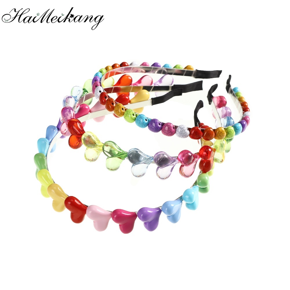 Băng đô cài tóc Haimeikang gắn hình trái tim nhiều màu bắt mắt cho nữ