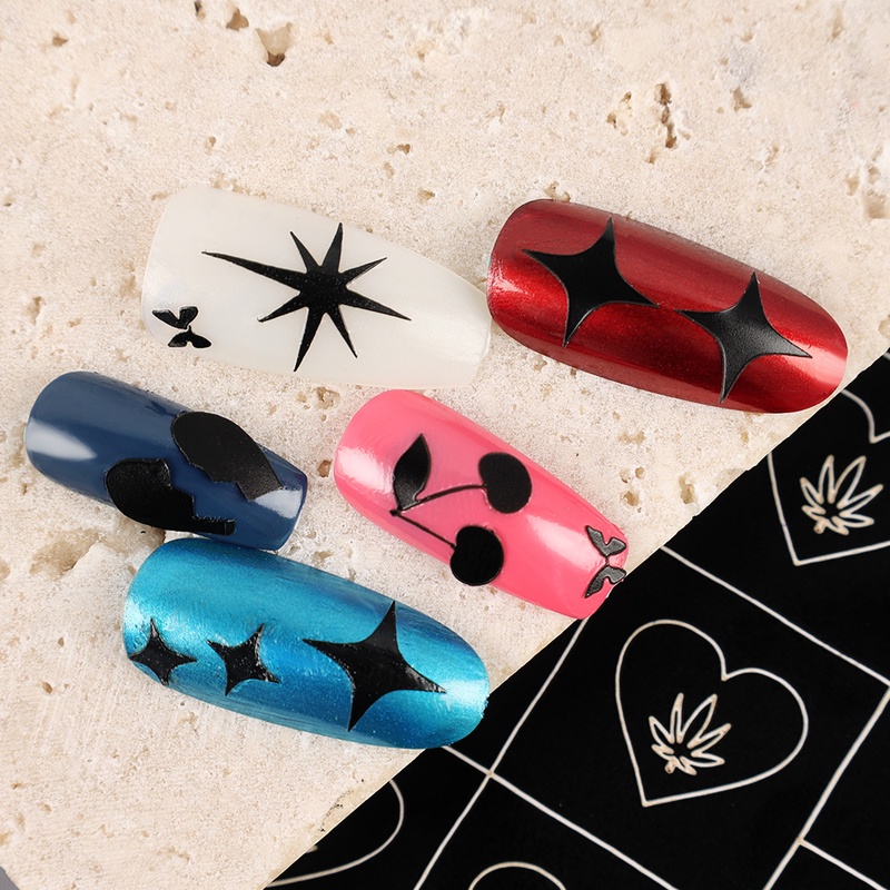 [Hàng mới về] 1 Tờ miếng dán trang trí móng tay họa tiết bướm số trái tim diy