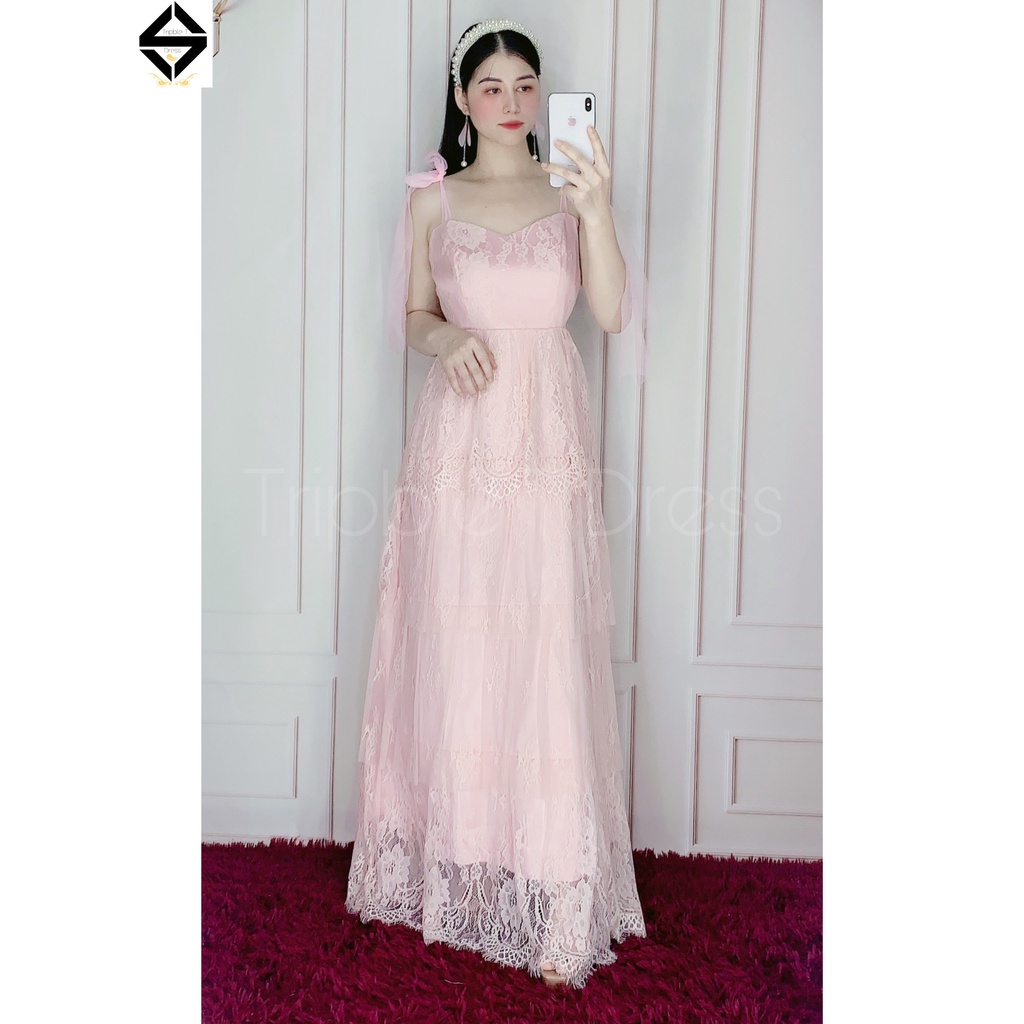 Đầm maxi dự tiệc ren xếp tầng TRIPBLE T DRESS -size M/L ( ảnh/video thật) MS203V