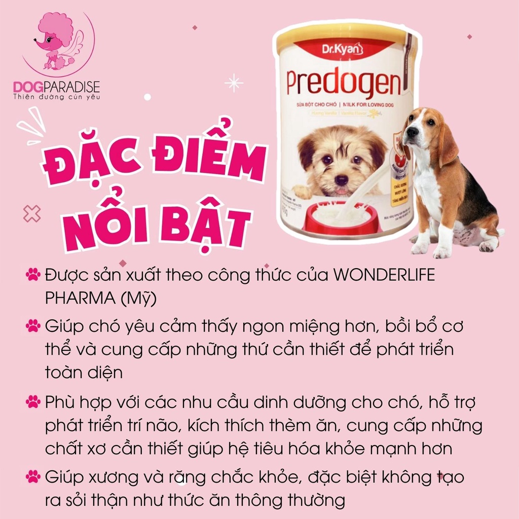 Sữa bột cho chó Dr.Kyan Predogen bổ sung canxi giúp xương chắc khỏe 110g và 400g - Dog Paradise