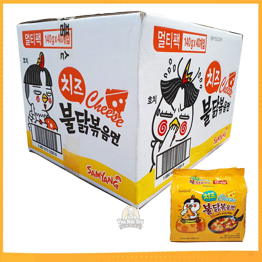 1 Thùng mì khô gà cay Samyang vị phô mai Hàn Quốc (140g x 40 gói)