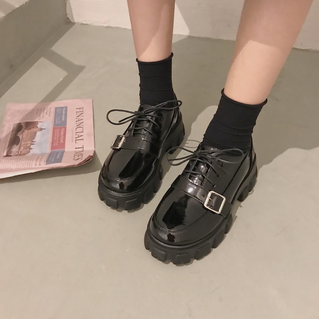 Giày ulzzang đế cao quai ngang cá tính mã K010