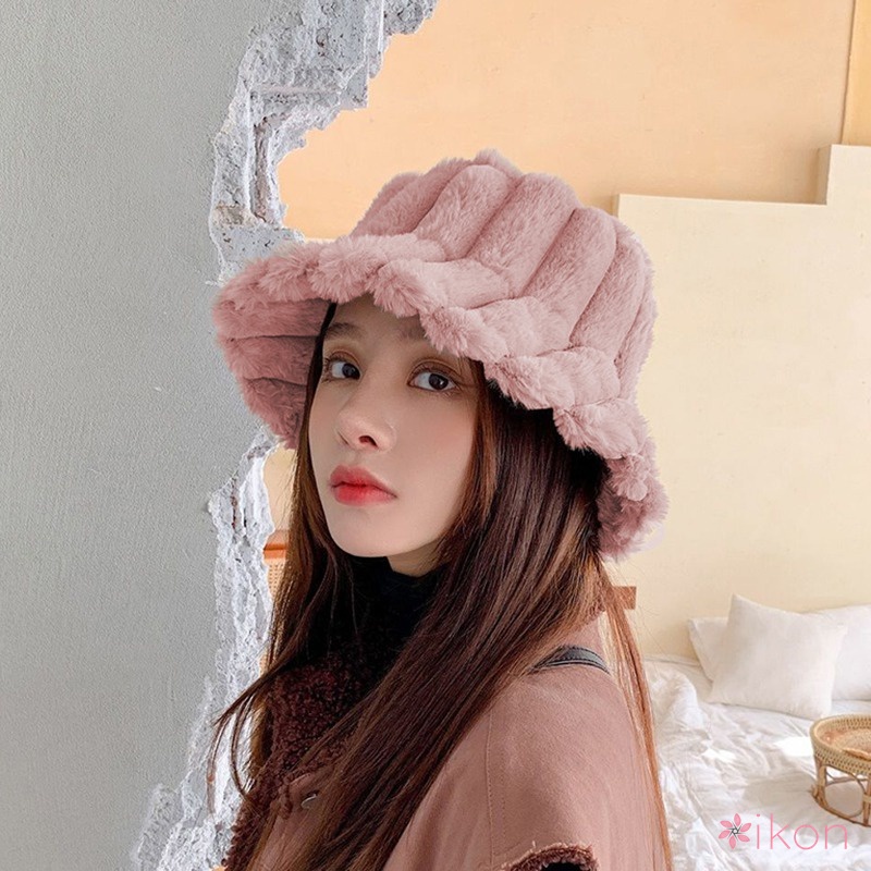 Mũ Tai Bèo Phủ Lông Dày Dặn Kẻ Sọc Dọc Màu Sắc Retro Hàn Quốc