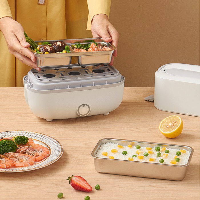 Hộp cơm cắm điện văn phòng 2 tầng inox có chức năng giữ nhiệt  hâm đóng và tự nấu chín thức ăn đa năng
