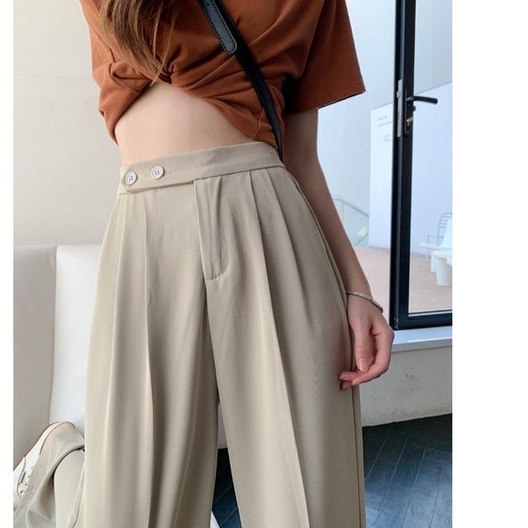 Quần Dài Lưng Cao Ống Suông Rộng Không Biến Dạng 49537