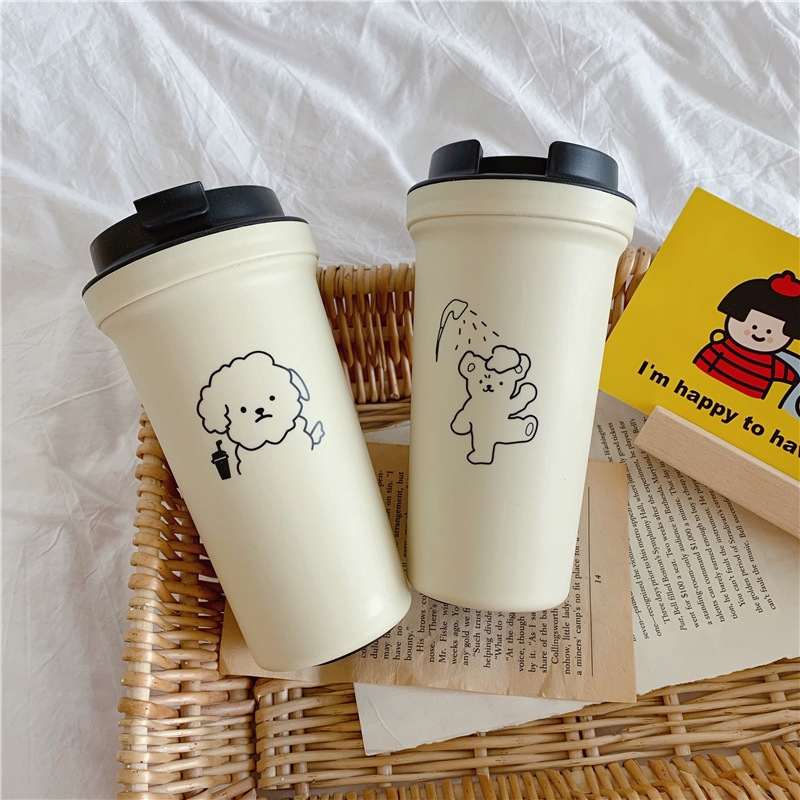 Cốc Cà Phê Có Tay Cầm Hình Cún Con Dễ Thương Cách Nhiệt Phong Cách Hàn Quốc Dành Cho Học Sinh Nhân Viên Văn Phòng