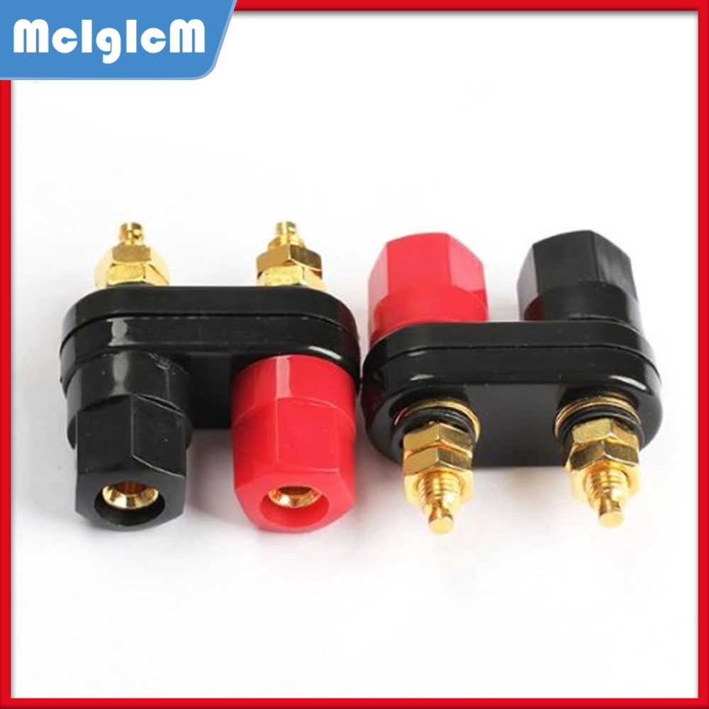 Set 2 cổng cắm đàn hồi mạ vàng màu đỏ đen kích thước 4mm