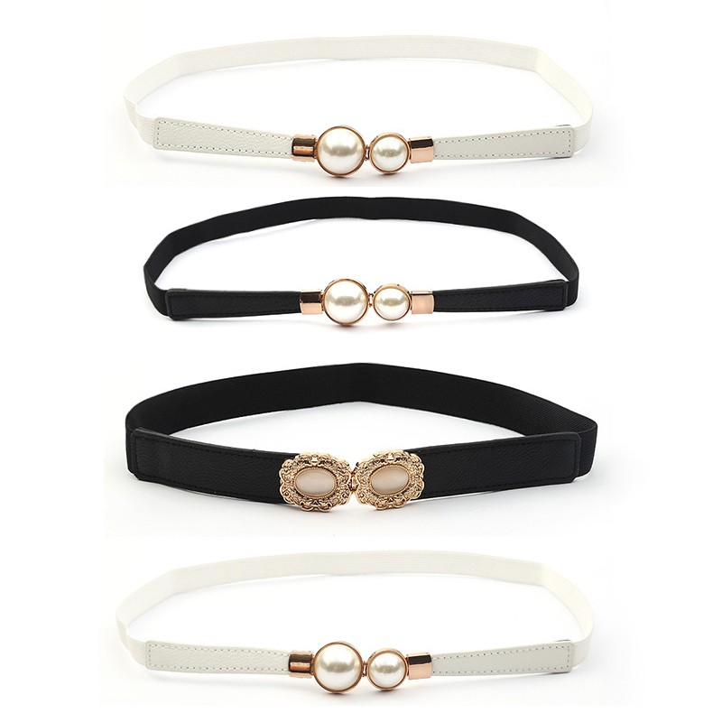 Thắt lưng co giãn đính hạt giả ngọc trai