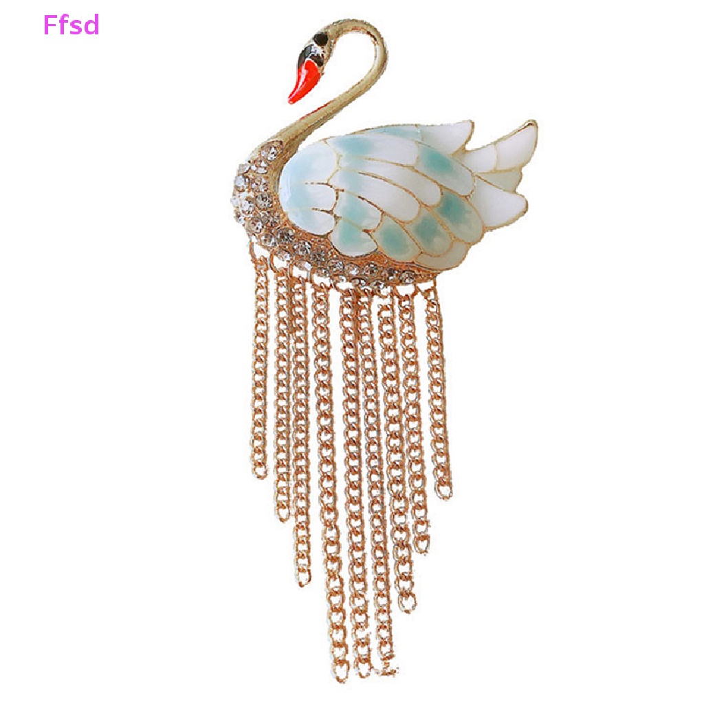 {Ffsd} Ghim Cài Áo Đính Đá Pha Lê Tua Rua Hình Thiên Nga Dành Cho Nữ Trang Trí Tiệc Tùng * Bán Chạy