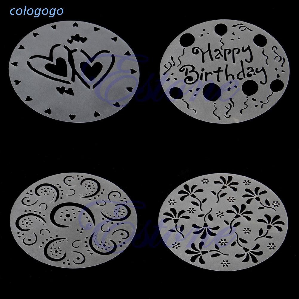 COLO  4pcs Round Cake Fondant Flour Sugar Cutter Decorating Flower Heart Mold Mould