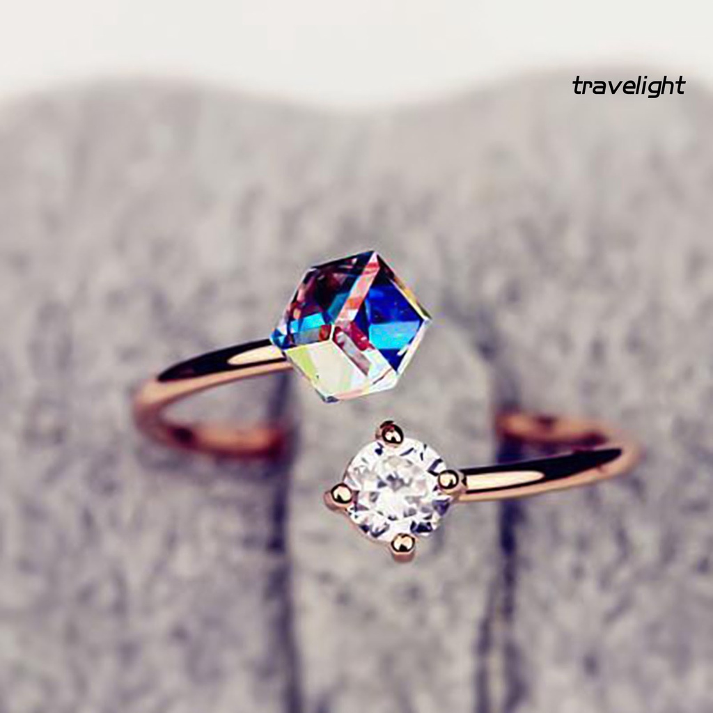 Nhẫn Đính Hôn Đính Đá Zircon Nhiều Màu Có Thể Điều Chỉnh Kích Thước Cho Nữ