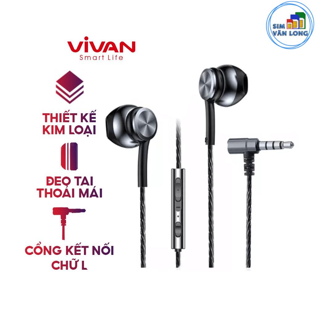 Tai Nghe Nhét Tai Chính Hãng Dây Dù VIVAN Q12 Cổng Kết Nối Chữ L 3.5mm Tích Hợp Micro Đàm Thoại _1