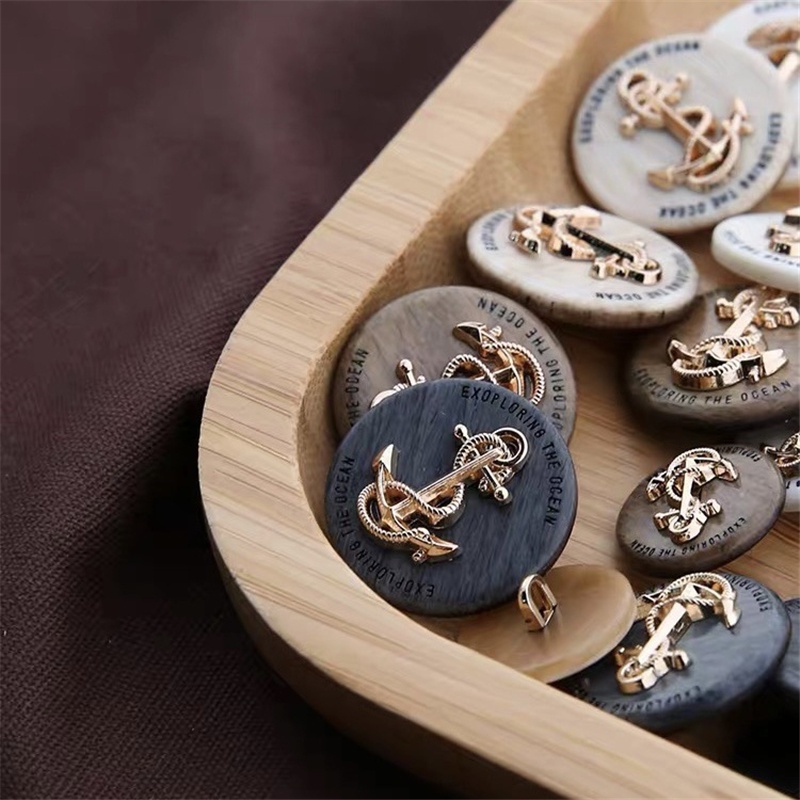 10 cái / lốc 20 / 25mm Thiết kế neo Nút nhựa thời trang Phụ kiện quần áo DIY Nút đen Nút cổ điển Mô hình neo Nút quần áo