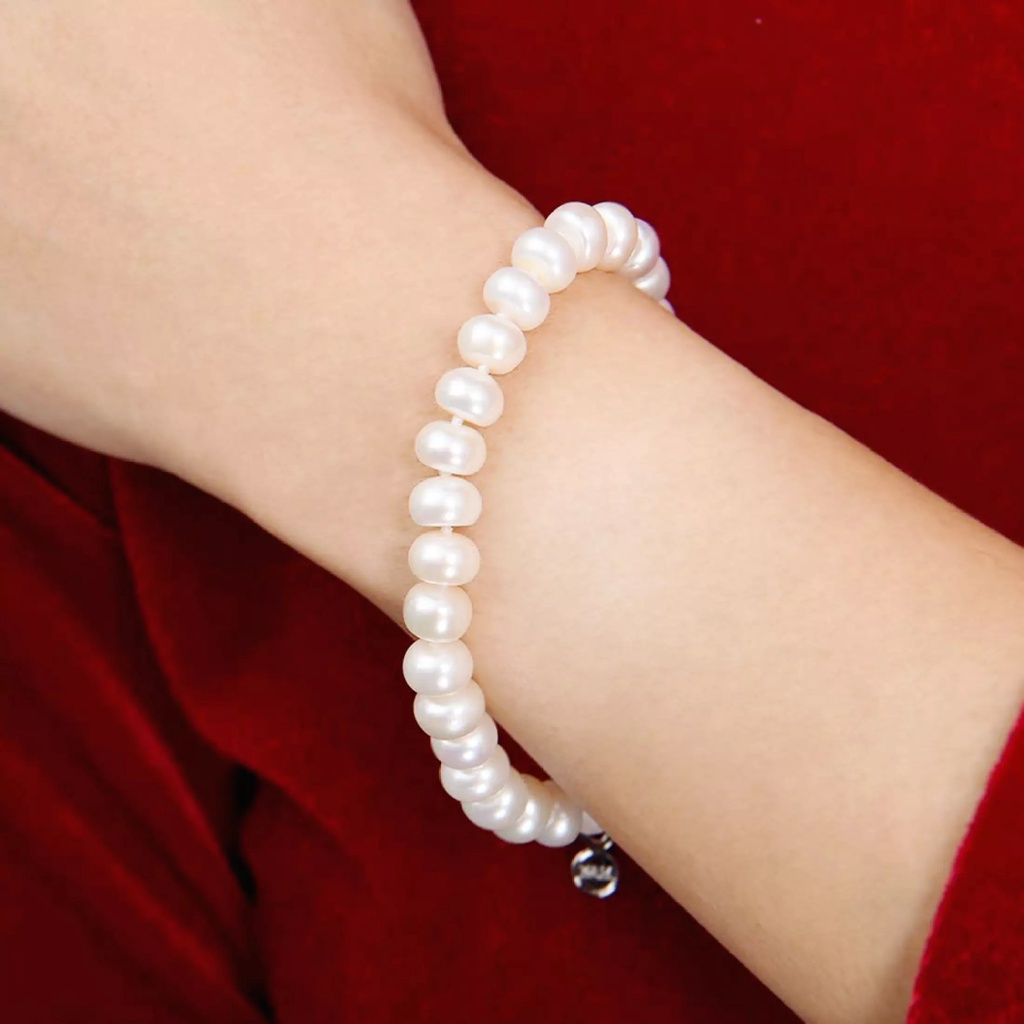 Vòng Tay Ngọc Trai Nước Ngọt Tự Nhiên Thiết Kế Đơn Giản Thanh Lịch L0408 Bảo Ngọc Jewelry